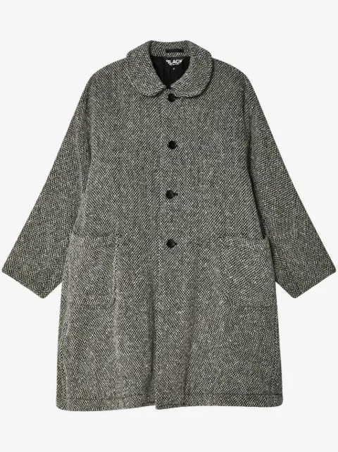 Black Comme Des Garçons herringbone single breasted coat 