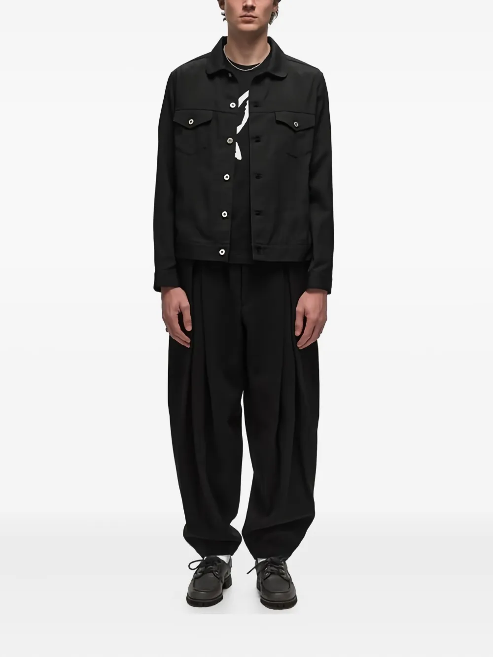 Black Comme Des Garçons button-fastening collared jacket | Shirt Jackets | Image 2