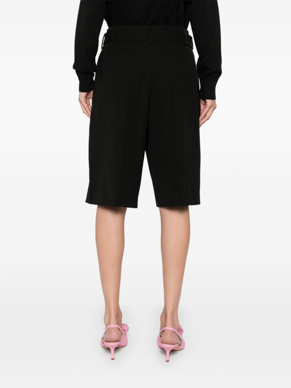 Shop Valentino Belted Shorts In Black