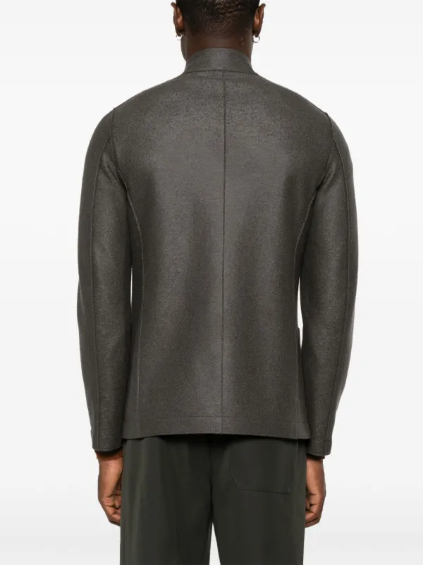 Harris Wharf London Nehru Jacket Men Virgin Wool 54 Grey