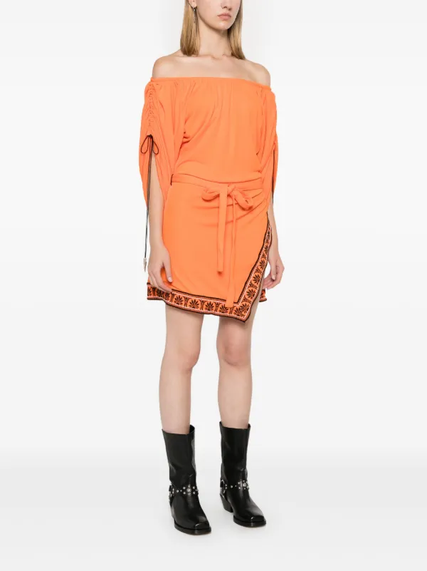 rabanne orange dress Rabanne Belted Mini Dress