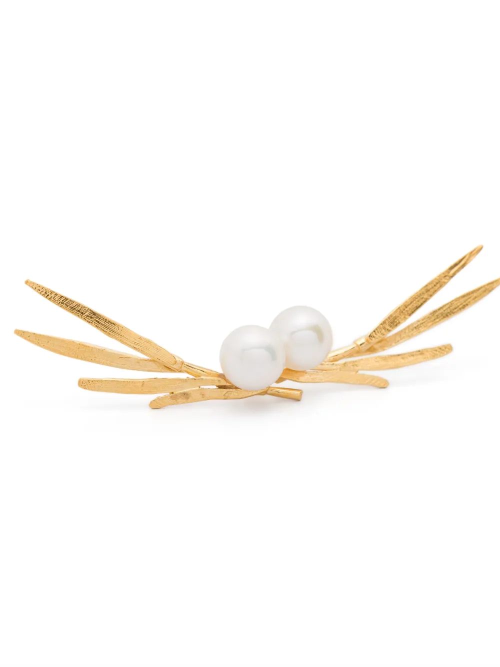 Wouters & Hendrix Bamboo Leaf oorbellen met parel - Goud