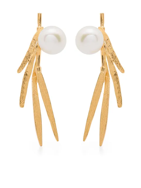 Wouters & Hendrix Bamboo Leaf pearl earrings