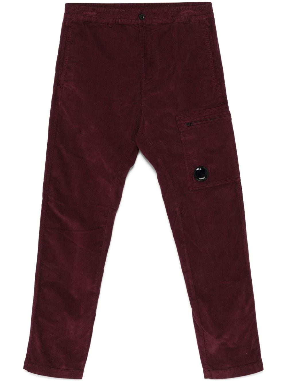 Lens-detail corduroy trousers