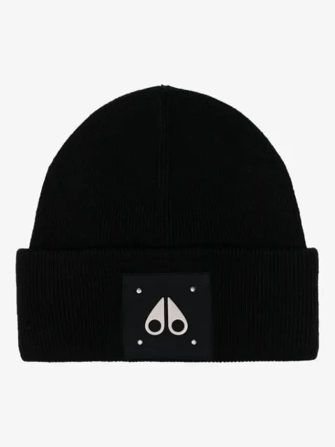 Moose Knuckles logo-patch wool beanie