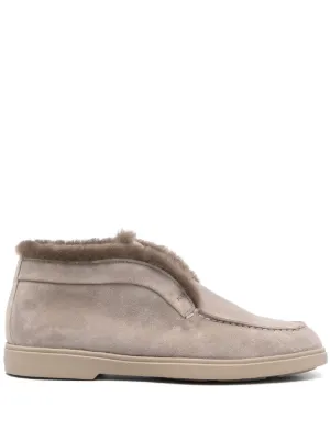 Bottes Combat Femme Santoni - Cuir Daim Glacé - Taille 40 - Fabriqué En Italie - Neuf Avec Emballage