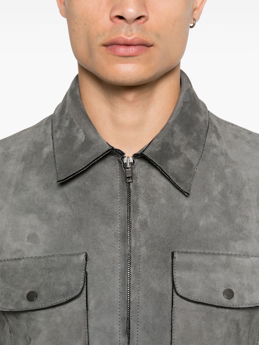 Shop Salvatore Santoro Suede Jacket In Grey