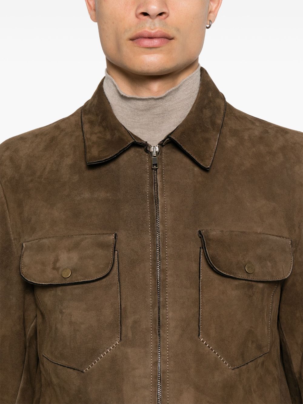 Shop Salvatore Santoro Suede Jacket In Brown