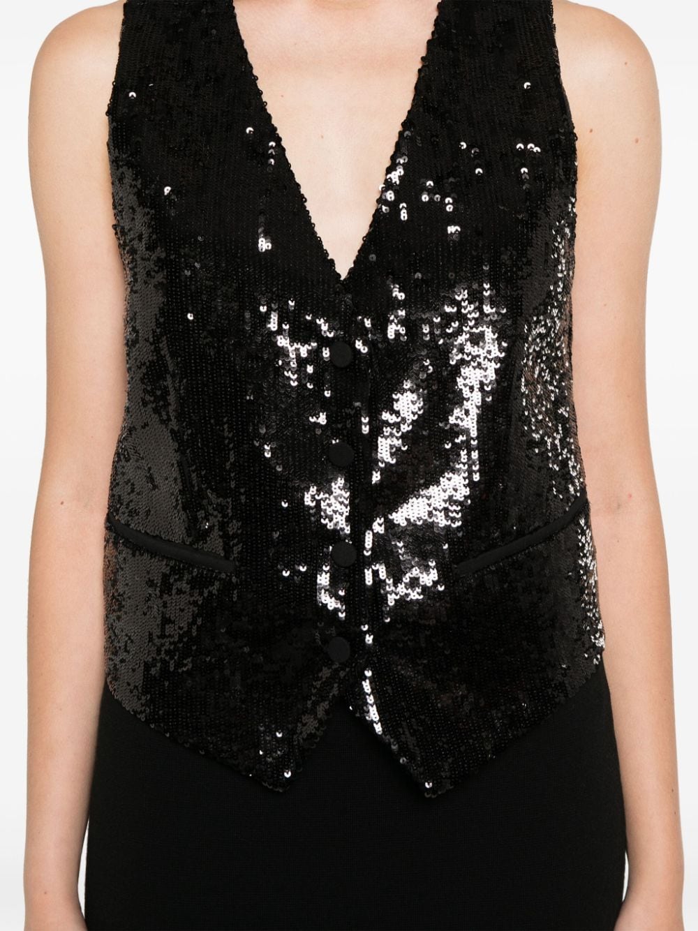 Shop Pt Torino Sequinned Waistcoat In Black