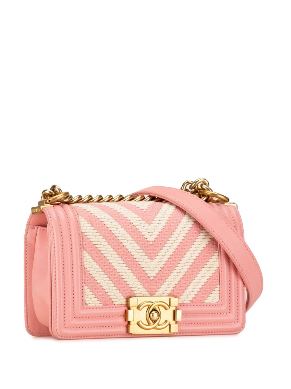 Cheap HOT SALE CHANEL 2016-2017 Small Braided Chevron Boy Flap crossbody bag Women