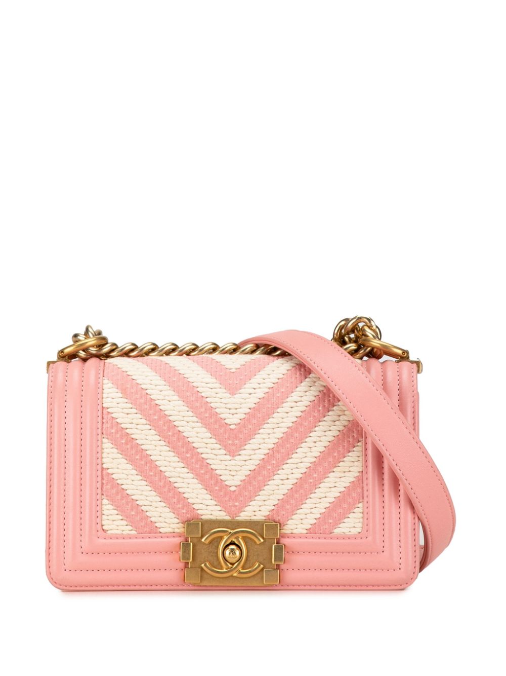 CHANEL 2016-2017 Small Braided Chevron Boy Flap crossbody bag Women