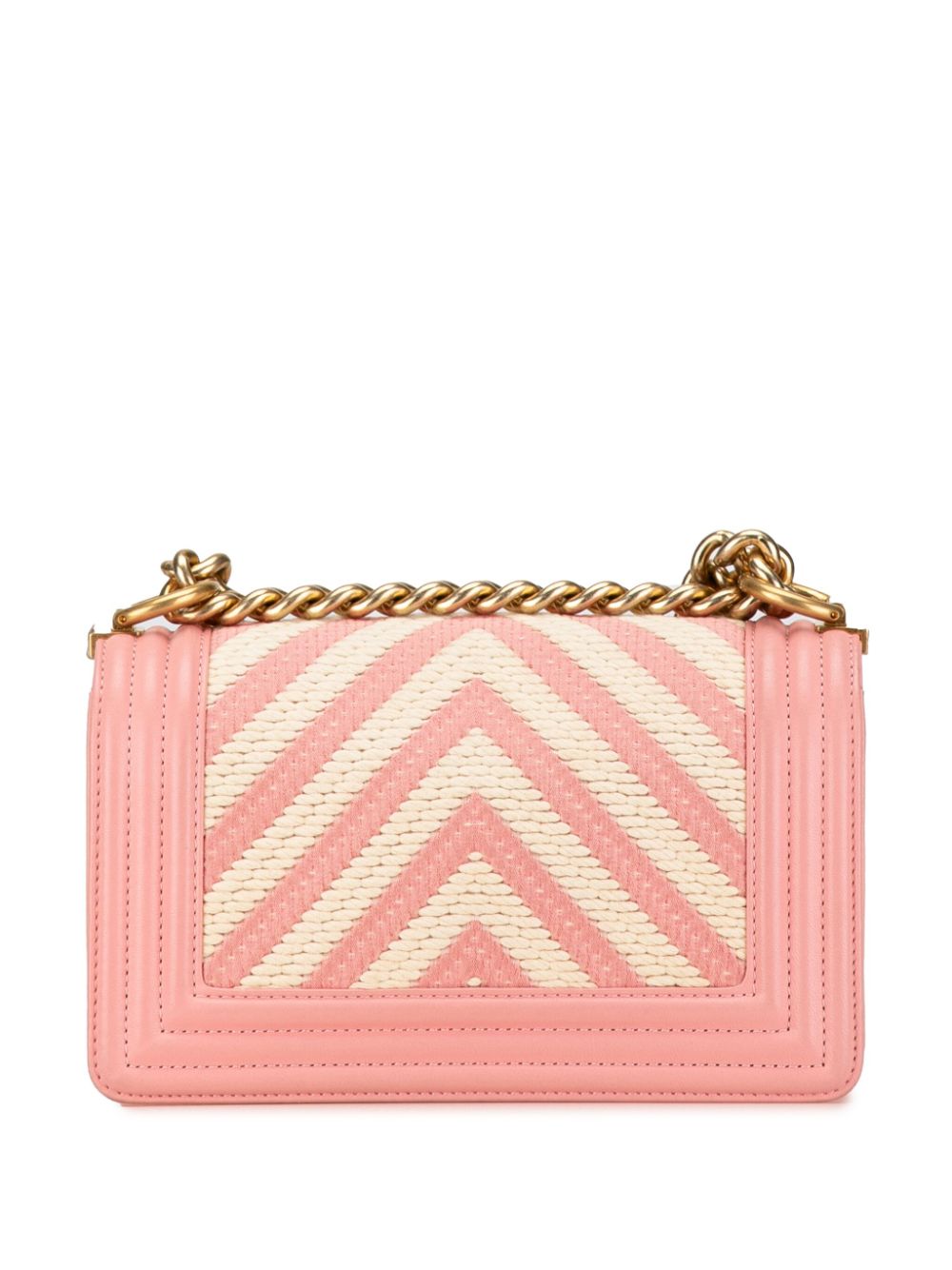 CHANEL Pre-Owned 2016-2017 kleine gevlochten Twill Chevron Boy Flap crossbodytas - Roze