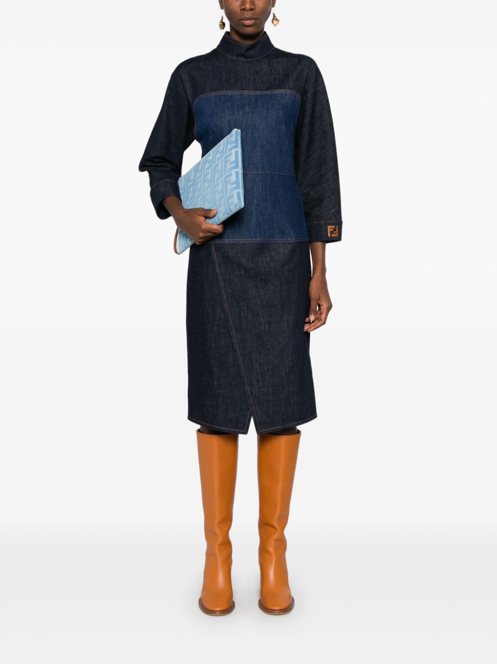 FENDI Denim midi-jurk - Blauw