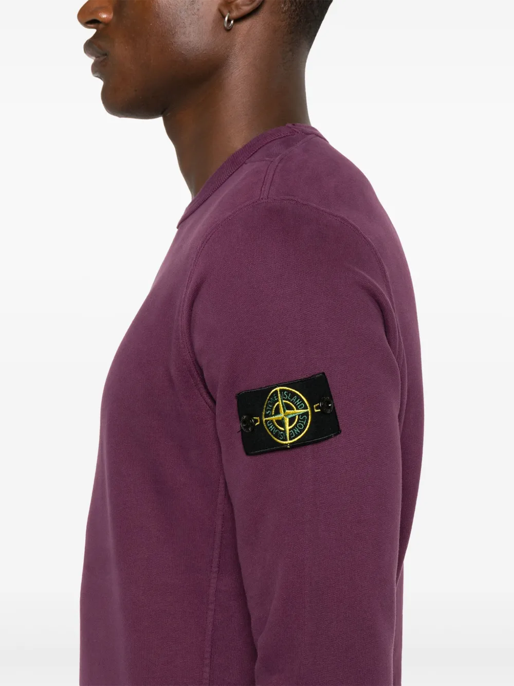 Stone Island Brushed organic cotton Sweatshirt Purple FARFETCH GR