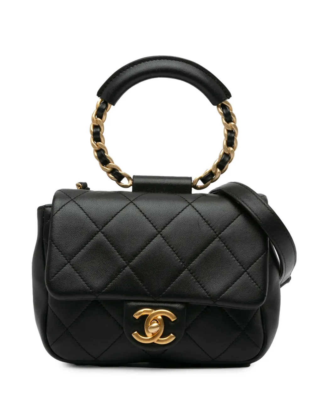Pre-owned Chanel 2019 Mini In The Loop Flap Satchel In Black