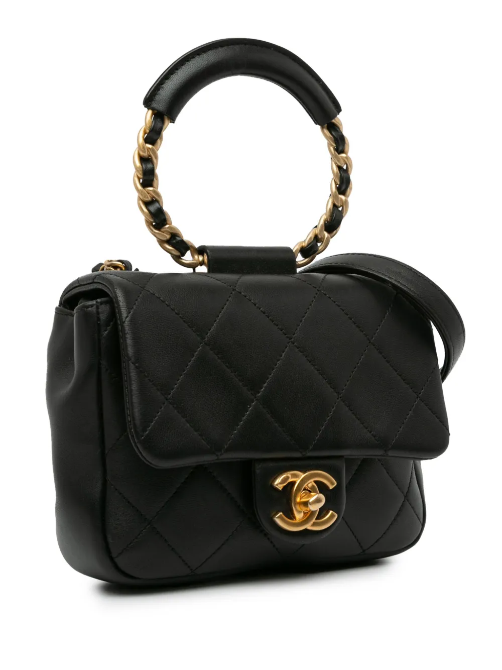 Pre-owned Chanel 2019 Mini In The Loop Flap Satchel In Black