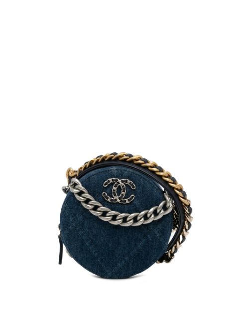 HOT SALE CHANEL 2021 Denim 19 Round Clutch with Chain satchel Women