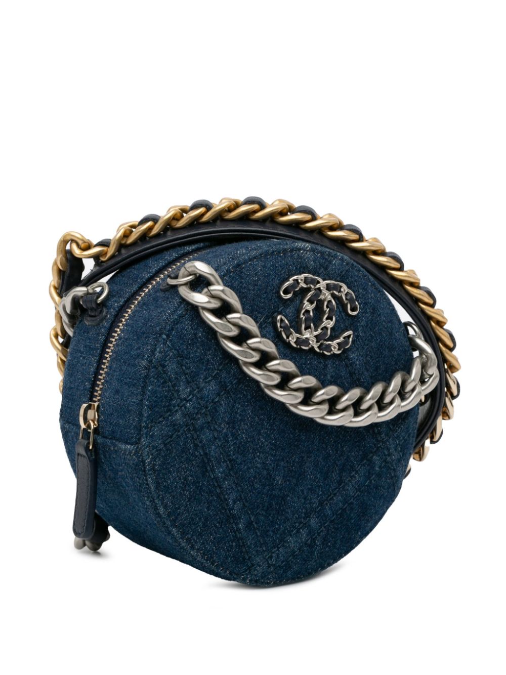 Affordable HOT SALE CHANEL 2021 Denim 19 Round Clutch with Chain satchel Women