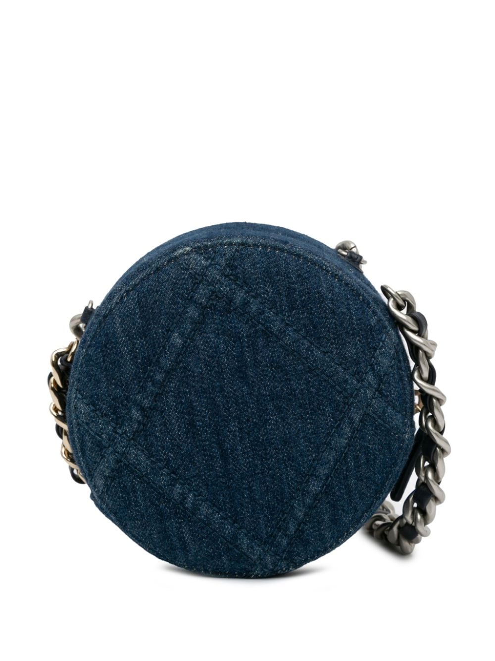 CHANEL Pre-Owned 2021 denim 19 Round Clutch With Chain boekentas - Blauw