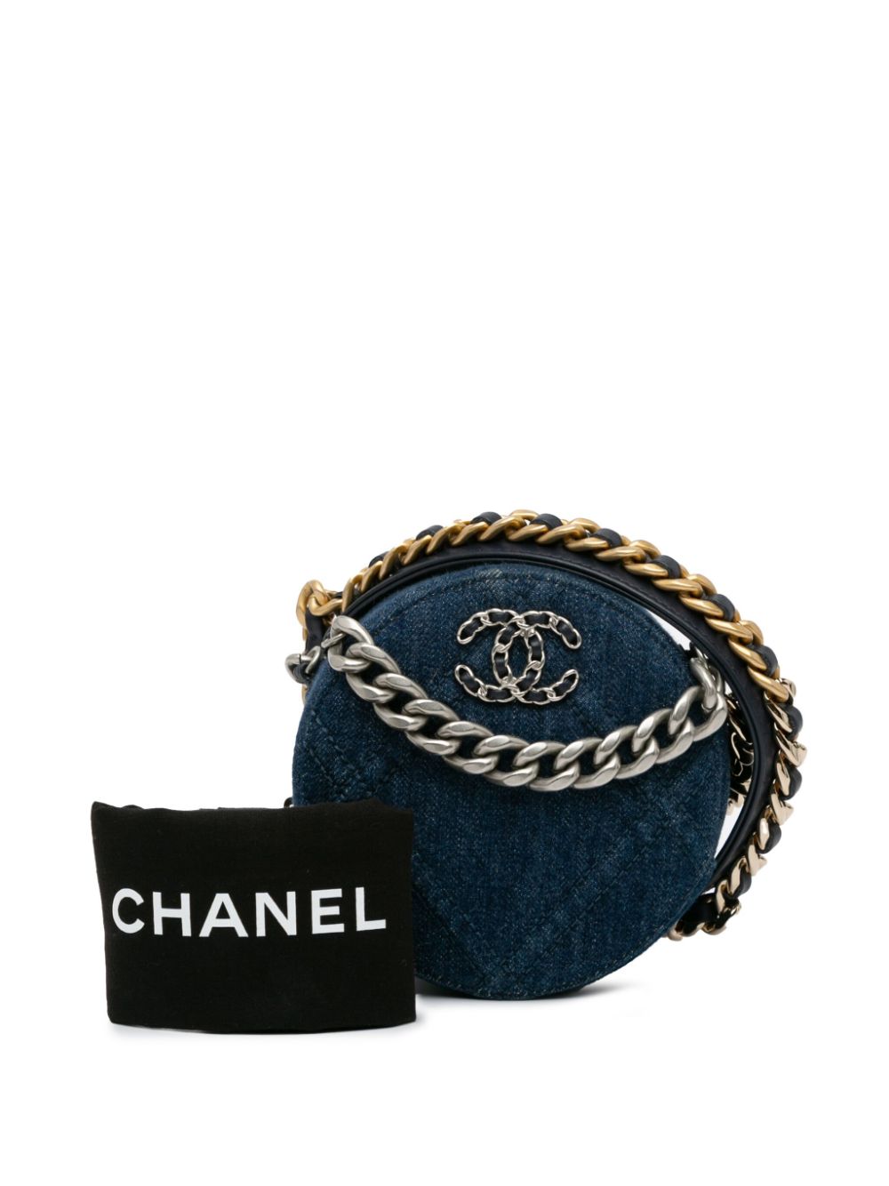 CHANEL 2021 Denim 19 Round Clutch with Chain satchel Women