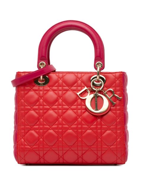 Christian Dior 2014 Medium Bicolor Lambskin Cannage Lady Dior satchel Women