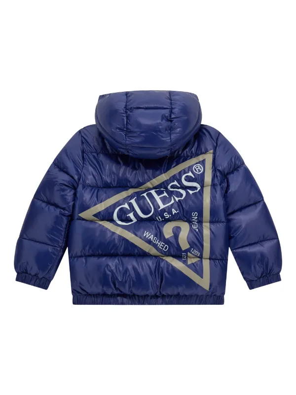 Guess Kids logo print Puffer Jacket Blue FARFETCH CA