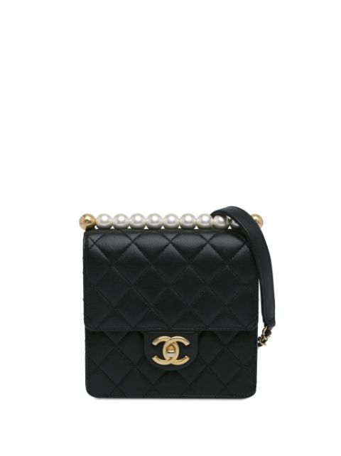 CHANEL 2019 Small Lambskin Chic Pearls Flap crossbody bag Women