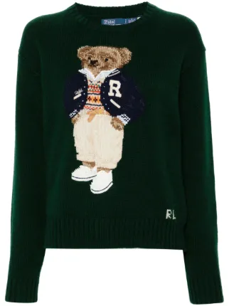 Polo Ralph Lauren Polo Bear intarsia Sweater Green FARFETCH TR