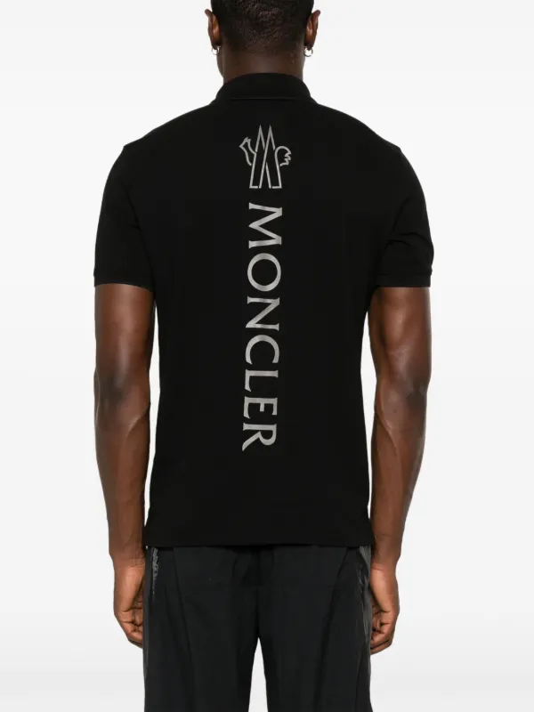 美品　MONCLERロゴ　ポロシャツ　Lサイズ　ブラック MONCLER モンクレール ポロシャツ レディース 半袖 コットン