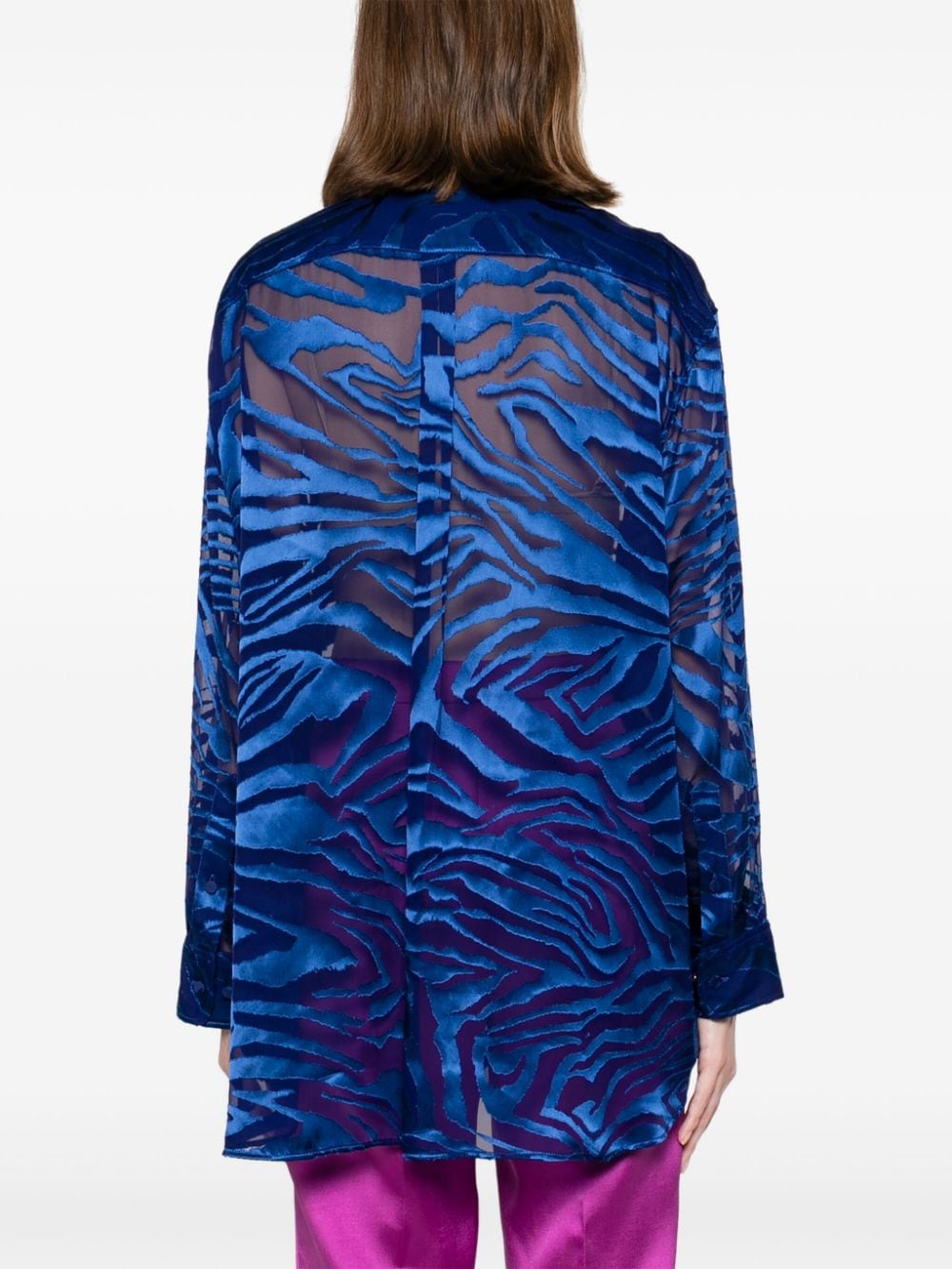 Shop Roberto Cavalli Zebra-print Shirt In Blue