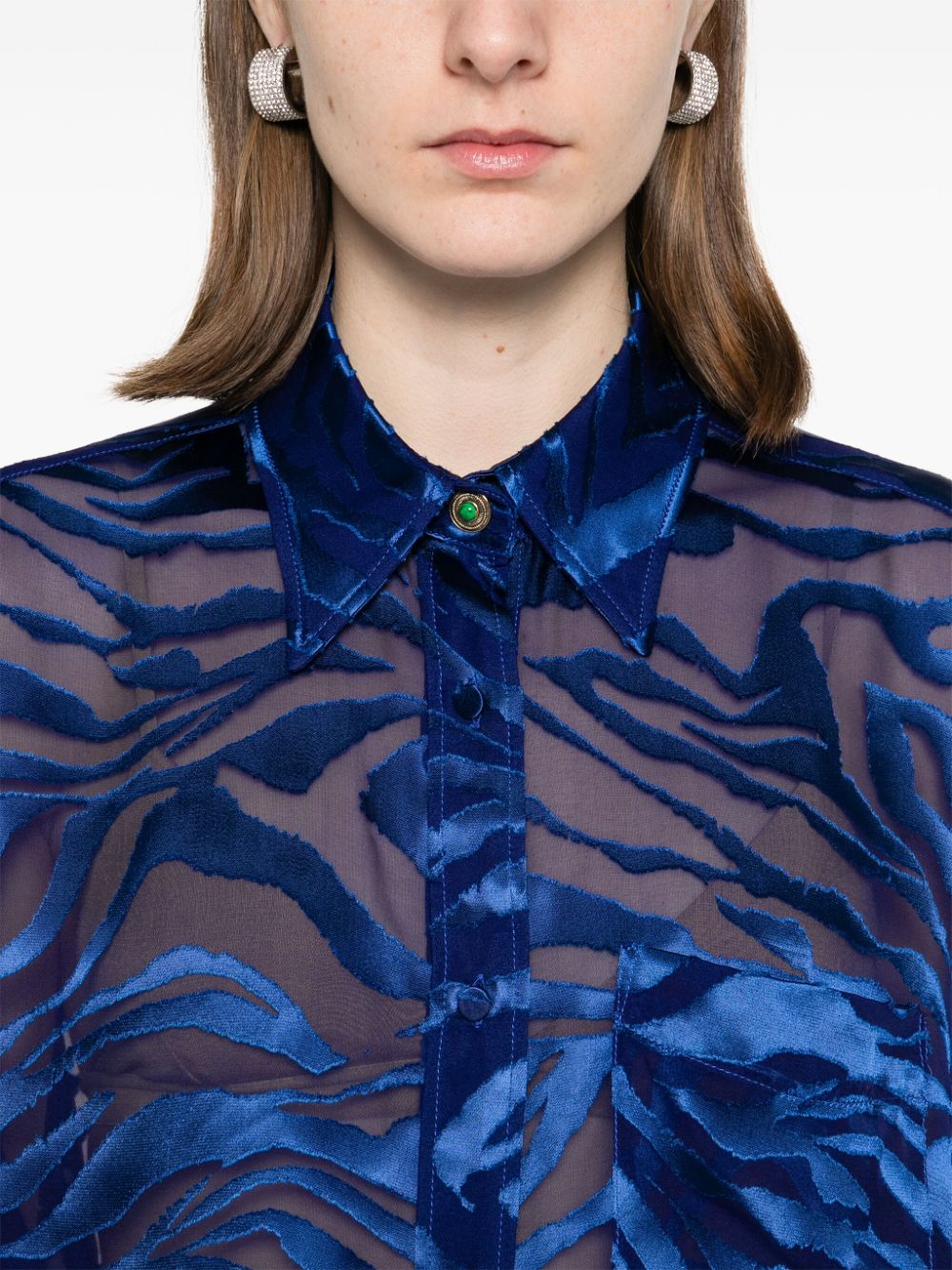 Shop Roberto Cavalli Zebra-print Shirt In Blue