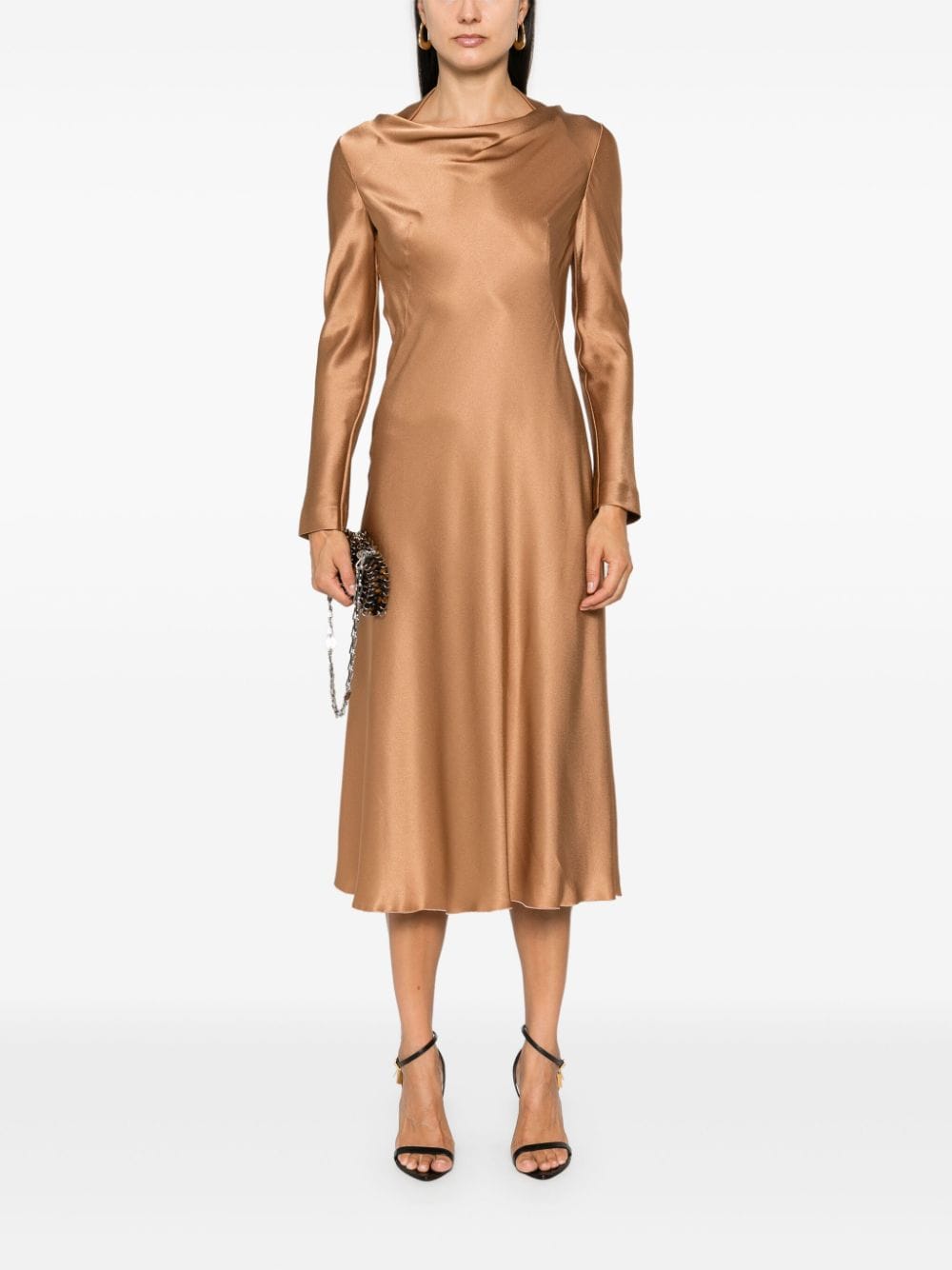 Alberta Ferretti Satijnen midi-jurk - Goud