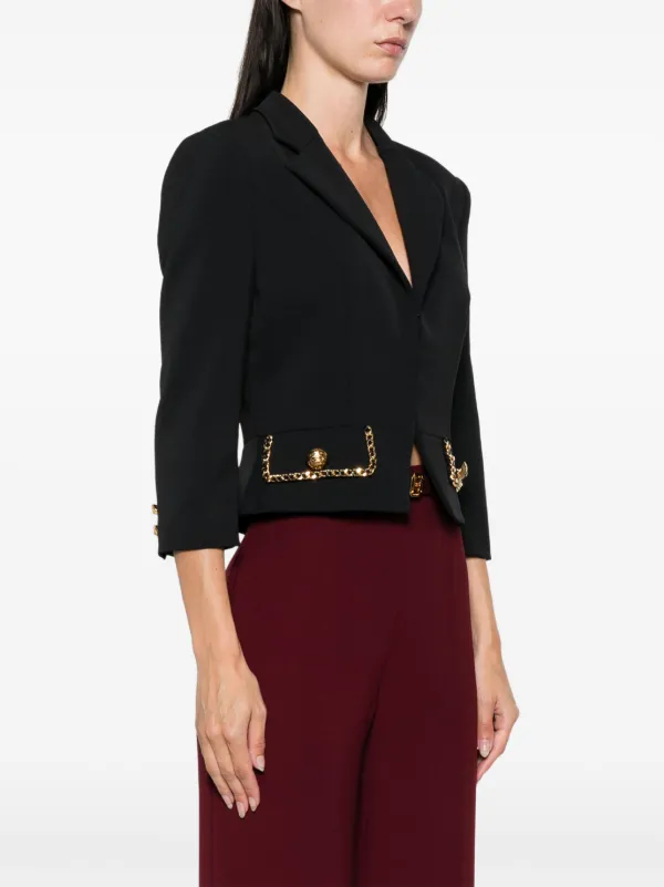 Elisabetta Franchi chain-trim Cropped Jacket | Black | FARFETCH JO