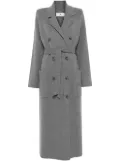 Elisabetta Franchi emblem-embroidered fine-knit coat - Grey