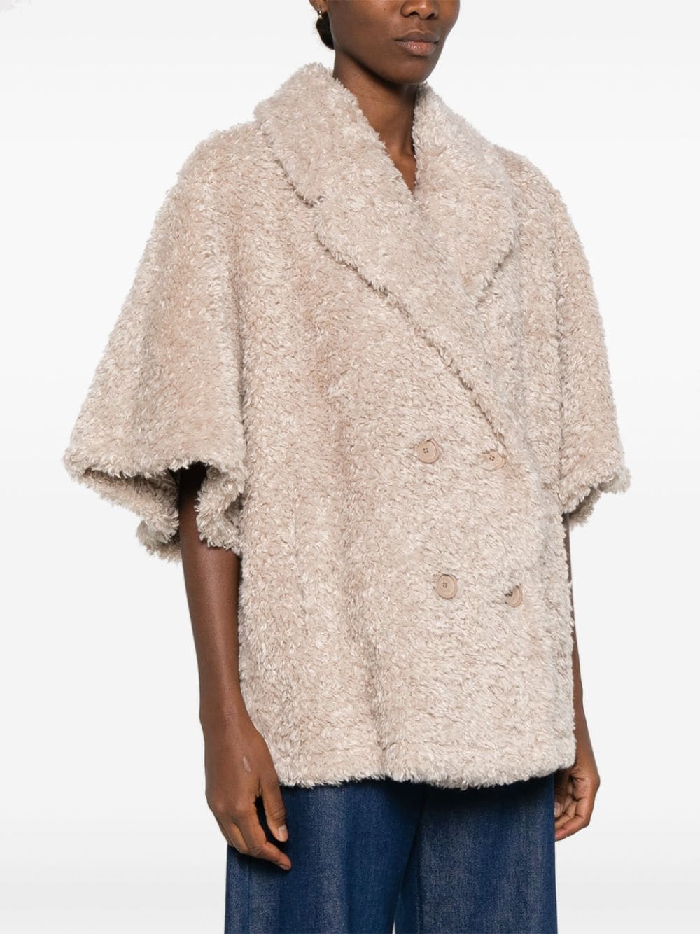 Shop Herno Faux-shearling Jacket In Neutrals