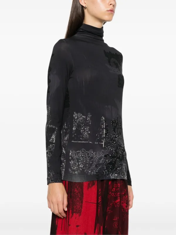 Y's abstract-print Top | Black | FARFETCH CA