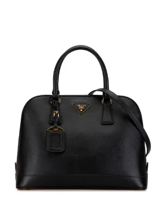 Prada Pre Owned 2013 2023 Saffiano Lux Dome Bag Satchel Black FARFETCH NZ