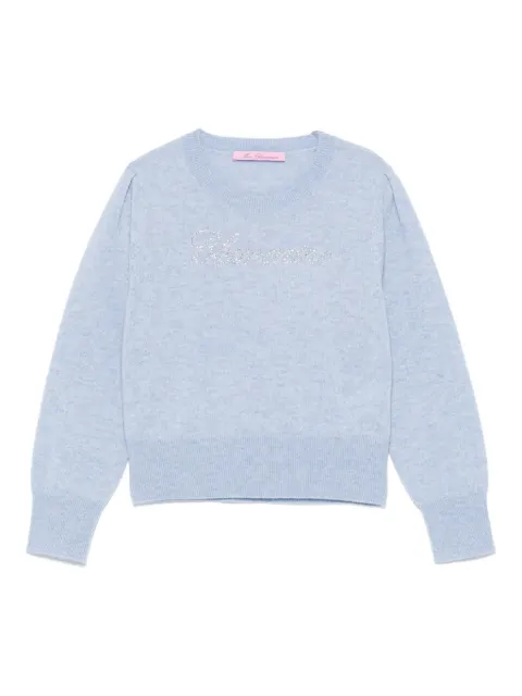 Miss Blumarine rhinestone-logo sweater