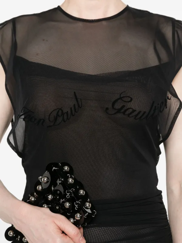 Jean Paul Gaultier flocked-logo Maxi Dress | Black | FARFETCH