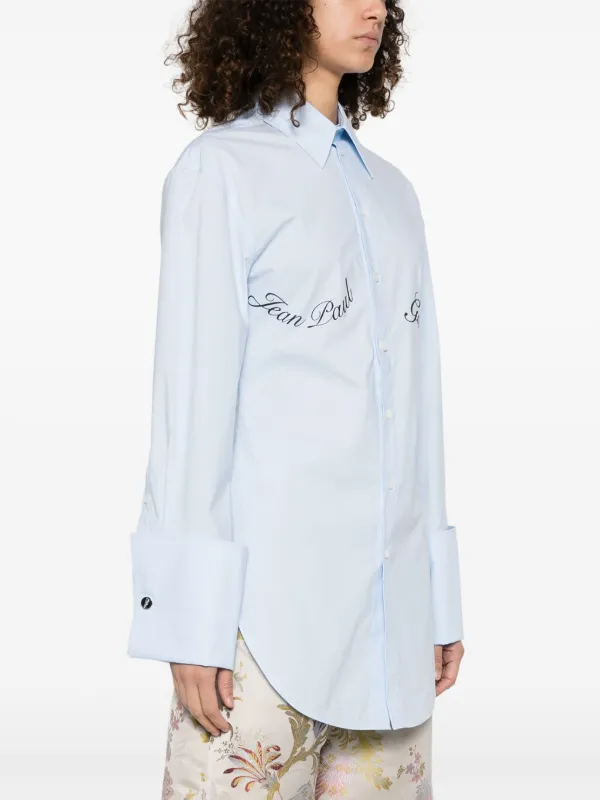 世界的に有名な Jean Paul Gaultier logo-print Shirt | Blue | FARFETCH トップス