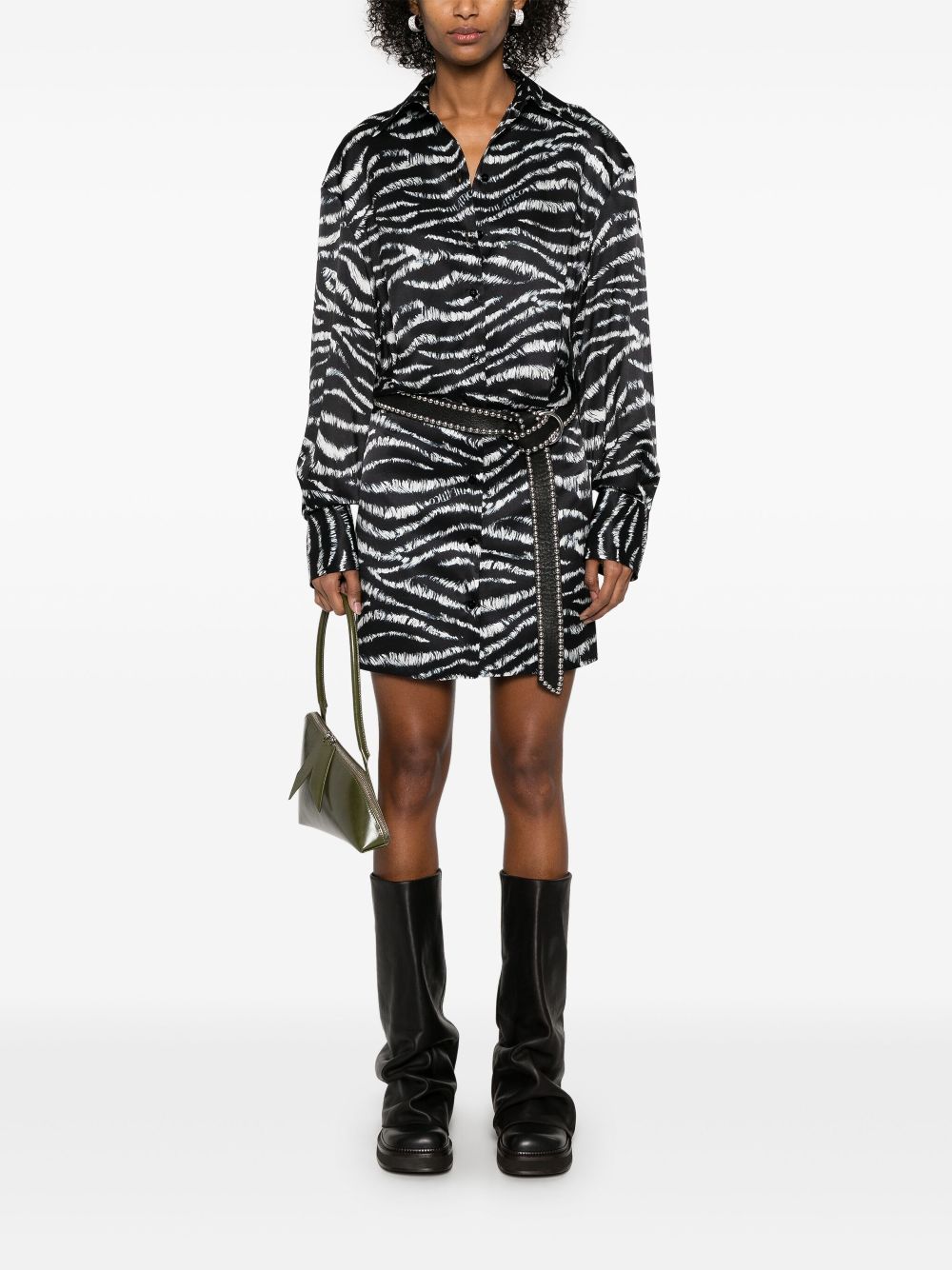 The Attico Mini-jurk met zebraprint - Zwart