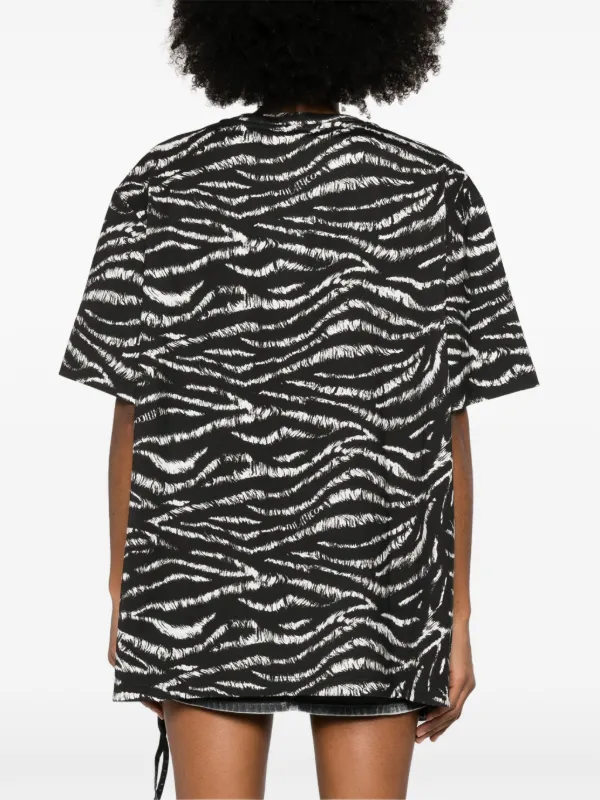 Tシャツ・カットソー THE ATTICO ZEBRA PRINT T-SHIRT Buy The Attico White Bella Zebra Print T-shirt in Cotton
