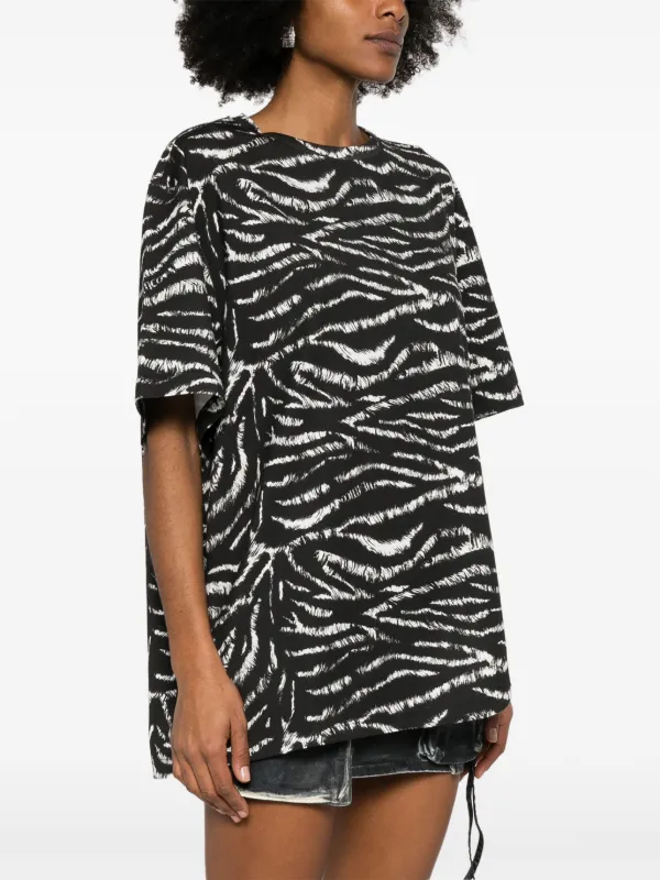 The Attico zebra-print T-shirt | Black | FARFETCH