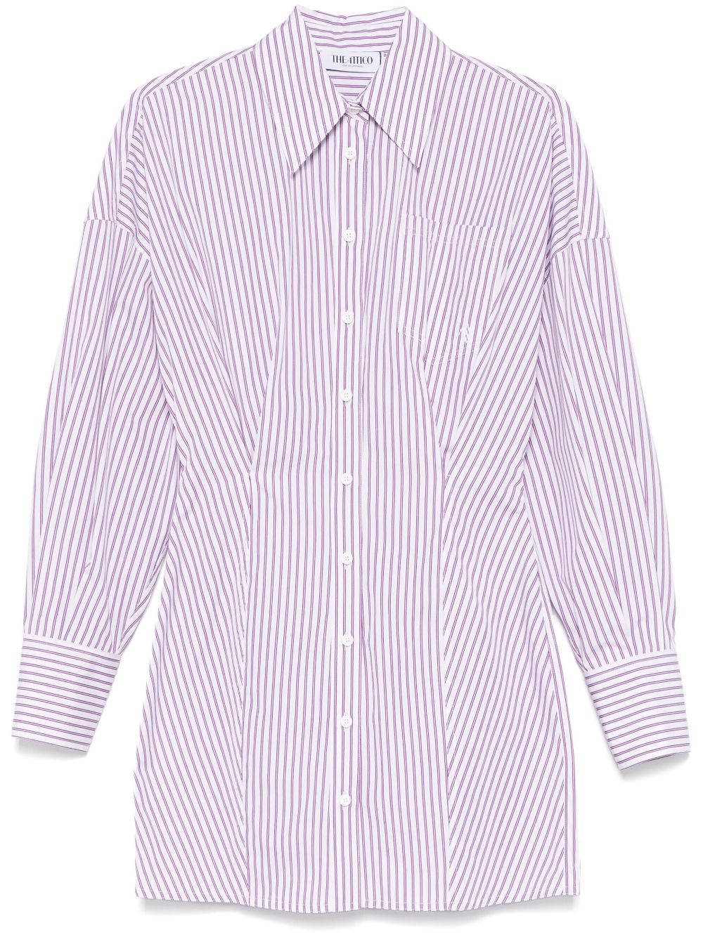 The Attico striped shirt dress - White