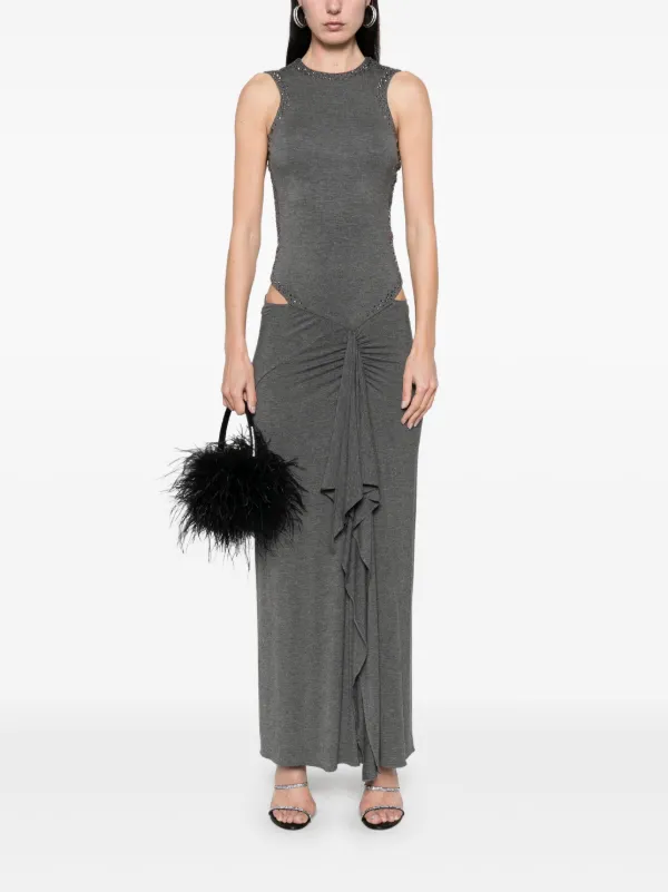 The Attico Vestido Midi Con Diseño Drapeado Gris FARFETCH DO