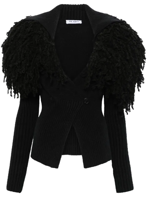 The Attico fringe-detail Cardigan Black FARFETCH UK