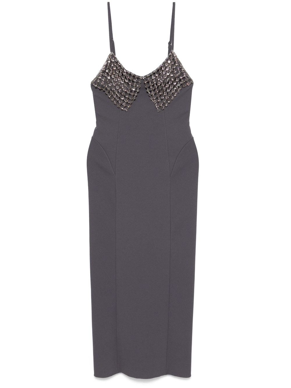 The Attico crystal-detail midi dress - Grey