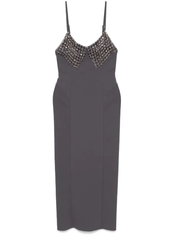 The Attico crystal-detail Midi Dress | Grey | FARFETCH