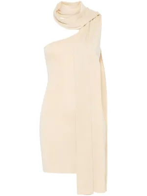 alexander wang ruched one shoulder halter dress Halterneck Asymmetric Mini | Pink zuria