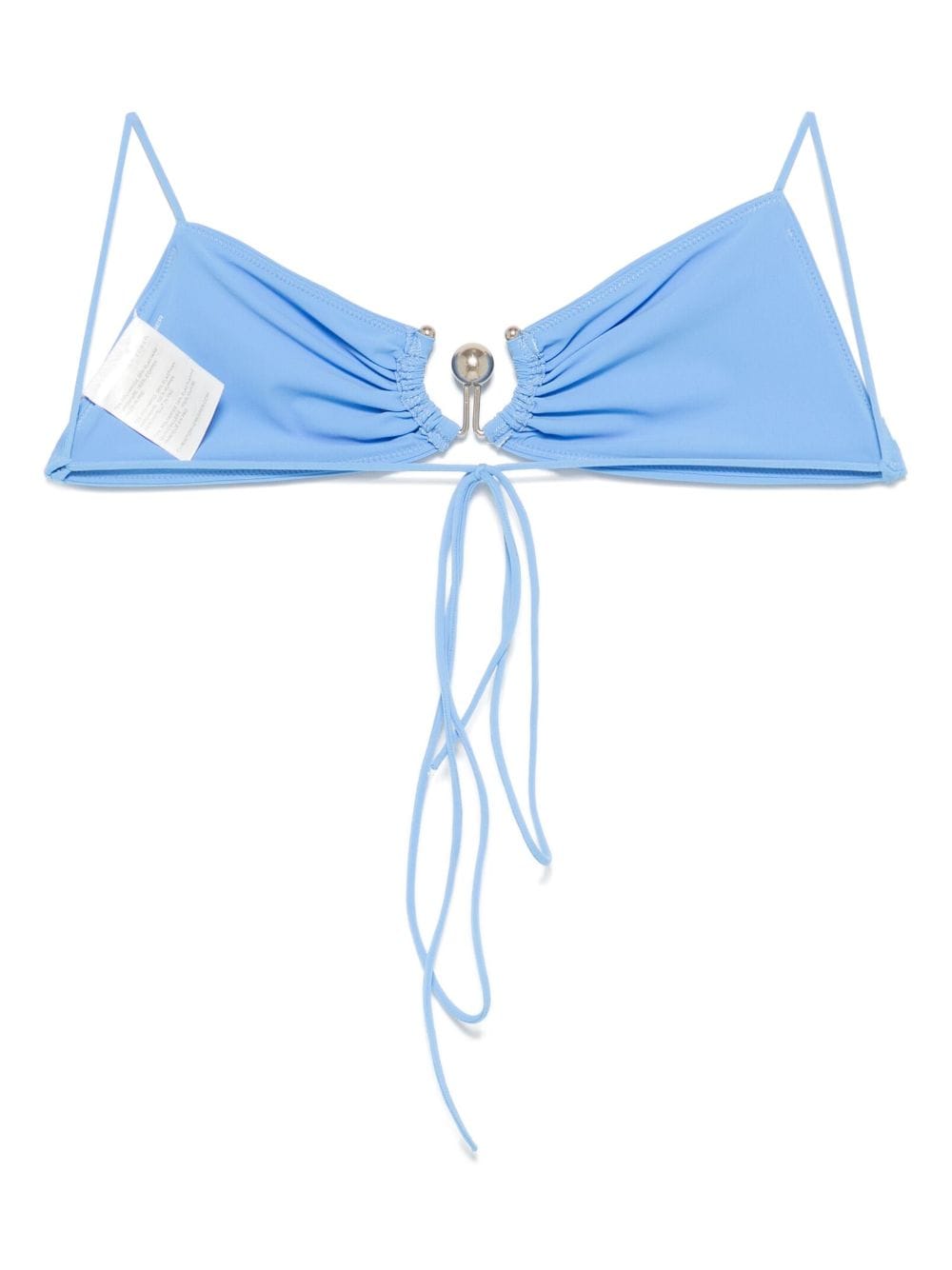 Shop Christopher Esber Ruched Orbit Bikini Top In Blue